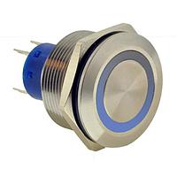 E-Switch ULV8FWGSS311 Anti-Vandal Switches 25mm Anti-Vandal 3A 125/250VAC 2P ON-ON Stainless Steel Red LED Ring Illumination 3V Wire IP67 IK08