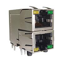 Amphenol Commercial Products RJSAE5082A2 Stacked RJ45, Stacked, No Shield, LEDs, 2 Port