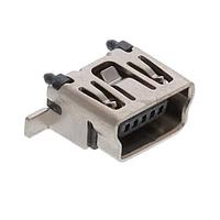 Adam Tech MUSB-B5-S-VT-TSMT-CS1-10-PP-T/R Mini USB Type B Connectors MINI USB, TYPE B, VERTICAL, THRO