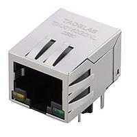Taoglas TMJ0162GDNL Magnetic Jack RJ45 ICM, 10/100 Base-T, 1x1, Short Body, Tab Down, 10 pin THT, T+CMC, Shielded EMI Finger, LED, PoE (350mA), Commercial grade