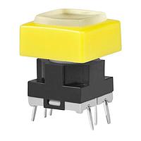 NKK Switches JB15HBPE-BE Tactile Switches OFF-(ON) HI FRCE YLW LED WHT BTN YLW FRME