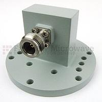 Fairview SMW137ACNP WR-137 to N Female Waveguide to Coax Adapter Round Cover Flange With 5.85 GHz to 8.2 GHz Frequency Range