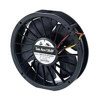 Sanyo Denki 9RFA1324P3G001 Axial DC Axial Fan, Reversible Flow, 136x28mm Round, 24VDC, Tach/PWM