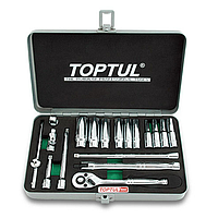 TOPTUL GCAD1817 DR. 12PT Socket Set (1/4", 18 pcs)