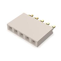 GCT (Global Connector Technology) BG300-05-A-L-A Sockets 5w, 2.54mm Pth Socket, SIL, SMT, Horiz, GF, LCP Natural, T+R