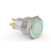 Alcoswitch - TE Connectivity 3-2213772-6 Pushbutton Switches AV22 SPL 0.4VA MOVE RING LED GREEN 24V