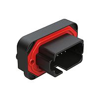 Amphenol SINE Systems AT15-18PD-BM03BK Connectors 18 Position, Straight Flange Mount PCB Receptacle, Tin Plated Contacts Included, Keyed D, Black