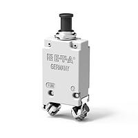 E-T-A Circuit Breakers 412-K14-N2-10A Thermal Single pole high performance thermal circuit breaker with tease-free, trip-free, snap action mechanism and push/pull on/off manual actuation (M-type TO CBE to EN 60934). An indicator band on the push button clearly shows the tripped/off position. Thr