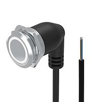 EAO 82-665C.2154 Anti-Vandal Illuminated pushbutton.maintained.22mm.stainless steel SUS 316L.flush/flat.ring illumination Tritan.white 24VDC.Ag.Cable 200mm without Connector.Cable outlet 90