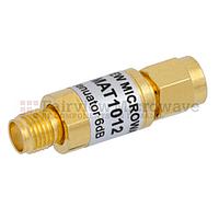 Fairview  FMAT1012  6 dB Fixed Attenuator SMA Male To SMA Female From 0.009 MHz To 6 GHz Rated To 2 Watts With Copper Body