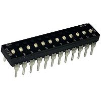 CTS Electronic Components 210-12MSFD DIP Switches THROUGH HOLE, GOLD FLASH DIP SWITCH, 12-POLE, MEDIUM ACTUATOR, BOTTOM SEAL, OFF, STRAIGHT TERMINAL FORM, TUBE PACK