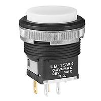 NKK Switches LB15WKG01-BJ Pushbutton Switches SPDT ON-(ON) WHT Au PNL SEAL BLK HOUSING