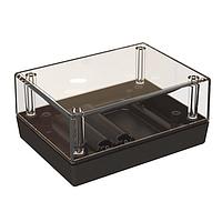 Serpac 132C2AA,BK Plastic Clear Top Desktop Enclosure w/ 2AA Battery Compartment, 4.38x3.25x2.00in.