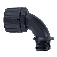 HellermannTyton 166-90098 Elbow, 90 Degree HelaGuard Non-Metallic IP66 Fitting, 90-Elbow, NPT Thread, 0.50" Dia, PA66, Black, 10/pkg