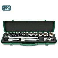 TOPTUL GCAD1601-  16PCS 1/2inch DR. 6PT Flank Socket Set - Mirror