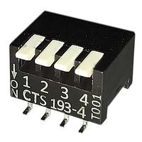 CTS Electronic Components 193-4MS DIP Switches DIP switches/SIP switches, SPST, PIANO, 4 POS, SMD, TUBE, OFF