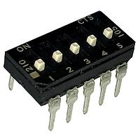 CTS Electronic Components 210-5ESFD DIP Switches THROUGH HOLE, GOLD FLASH DIP SWITCH, 5-POLE, EXTENDED ACTUATOR, BOTTOM SEAL, OFF, STRAIGHT TERMINAL FORM, TUBE PACK