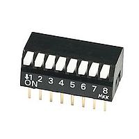 NKK Switches JS0308PP4-S DIP Switches 8 POS PIANO DIP PC 25mA STICK-TUBE