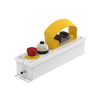 Banner Engineering SSA-EB1PL2-12EMAQ12VTBYLK50E Emergency Stop Switches Illuminated E-Stop Button (push on) 2 NC/1 NO; E-Stop Legend; VTB with Large Yellow Field Cover; Yellow K50 Push Button; White Metal box with 12-pin M12