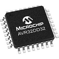 Microchip Technology AVR32DD32-E/PT MCUs 32KB, 4KB RAM, 32p, 24MHz, MVIO, 12b ADC, ZCD, DAC, 2xUART, SPI, TWI