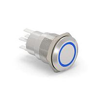 Alcoswitch - TE Connectivity 7-2213764-7 Pushbutton Switches AV19 DPL 5A FIX RING LED BLUE 12V