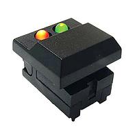 E-Switch 5511MBLKREDGRN Standard Switches PUSHBUTTON, 300mA 12VDC, SPDT On-(On), Through Hole PC Pin