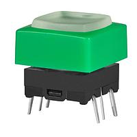 NKK Switches JB15LPF-BF Tactile Switches SPST OFF-(ON) 50mA GREEN W/FRAMED CAP