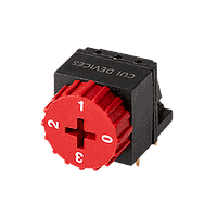 Same Sky (formerly CUI Devices) RDS6-4S-1011-3-RA-254-D DIP Switches 4 Position Through Hole 2.54 mm Pitch Right Angle Flush Cross Actuator w/ Cap
