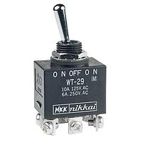 NKK Switches WT29T Environmentally Sealed Toggles DPDT ON-OFF-(ON) 10A Screw Lug Panel Mnt