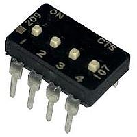 CTS Electronic Components 209-4LPSTF DIP Switches THROUGH HOLE, GOLD DIP SWITCH, 4-POLE, LOW PROFILE ACTUATOR, BOTTOM SEAL, TAPE SEAL, OFF, TUBE PACK