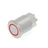 Alcoswitch - TE Connectivity AV12F10E324Q04 Anti-Vandal Stainless, Flush Button, Red LED ring, Solder terminal, LED 24VDC