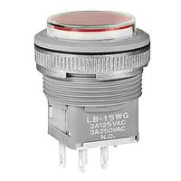 NKK Switches LB15WGW01-5C24-JC Pushbutton Switches ON(ON)GRY PNL SL 24V RED LED CLR/RED CAP