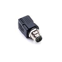 Amphenol LTW RJS-12D04FM-LS8001 Modular Circular Metric Connector, M12 To RJ Adaptor, Metal, D Coding, 4A, 04 pins, Male Connector, Male Contact, Straight