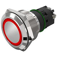 EAO 82-6252.1113 Anti-Vandal 82-6252.1113.Illuminated pushbutton.momentary.22 mm.chrome colour.flush/flat.ring.red.12 V.screw terminal