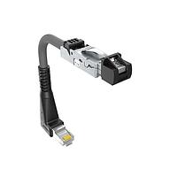 Amphenol Canada DRPC42B009B10 Modular Connectors / Ethernet Connectors Cable, Cat6A, Industrial RJ45, straight exit to R/A standard RJ plug (40mm), 24AWG, 2.0m, gold flash