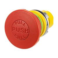 EAO 46-2737.1920.000 Round Actuator, oe 22.3 mm, oe 40 mm, mushroom-head, non illuminative, Red, Plastic, opaque, round, Yellow, Plastic, IP65, IK03, Pull unlock