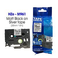 BROTHER HZe-M961 Label Tape (36mmx8m; Black on silver)