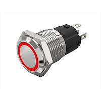 EAO 82-6151.1213 Anti-Vandal 82-6151.1213.Illuminated pushbutton.momentary.22 mm.stainless steel.flush/flat.point.red.12 V.soldering terminal