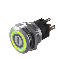 EAO 82-6151.2134.B002 Anti-Vandal 82-6151.2134.B002.Illuminated pushbutton.maintained.22 mm.stainless steel.flush/flat.ring.green.24 V.soldering terminal.stand by