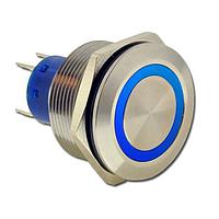 E-Switch ULV8F2BSS341 Anti-Vandal Anti-vandal, SPDT, On-(On), Panel Mount, Front, Silver, LED, Blue, IP67