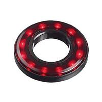 APEM QH22027RC LED Panel Mount Indicators Halo Illuminated Ring for Emergency Stop Switch, 22mm cut out, Black Bezel, Frosted White Lens, Red LED, IP67