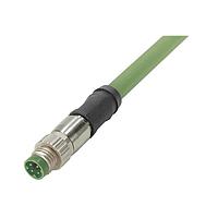 HARTING 2134C700405020 Sensor Cables / Actuator Cables M8 D-code Single Ended Overmolded Cable Assembly, 4pin, shielded, straight male, PVC Green, 2.0m