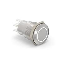 Alcoswitch - TE Connectivity 6-2213764-3 Pushbutton Switches AV19 DPL 5A FIX RING LED WHITE 24V