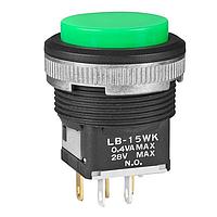 NKK Switches LB15WKG01-FJ Sealed SPDT ON-(ON) GRN Au PNL SEAL BLK HOUSING