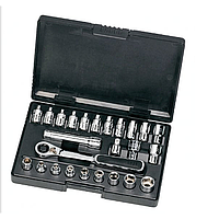 SATA 09131 25PC 1/4"DR 6PT SOCKET METRIC / SAE PASS-THRU® SOCKET SET