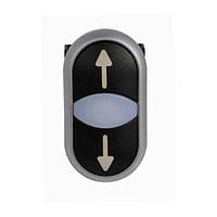 Eaton M22-DDL-S-X7-X7-K20 Double Button NON-FLSH ILL DBL PB SIL-BZL BLK TOP BLK