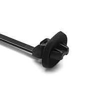 HellermannTyton 126-00186 Cable Tie Mounts Push Mount Tie with Seal, 6.2" Long, Mounting Hole Diameter 0.26"-0.51", PA66HS, Black,