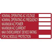 HellermannTyton 596-00655 Solar Label RATING AC 50/RL