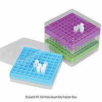SciLab SL.Rac3125 Freezer Box, PC, Φ13 mm×81holes, 130×130×h96 mm, Blue