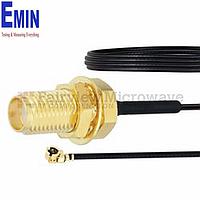 Fairview  FMCA1001 SMA Female Bulkhead to UMCX 2.5 Plug Cable 1.13mm Coax and RoHS Compliant